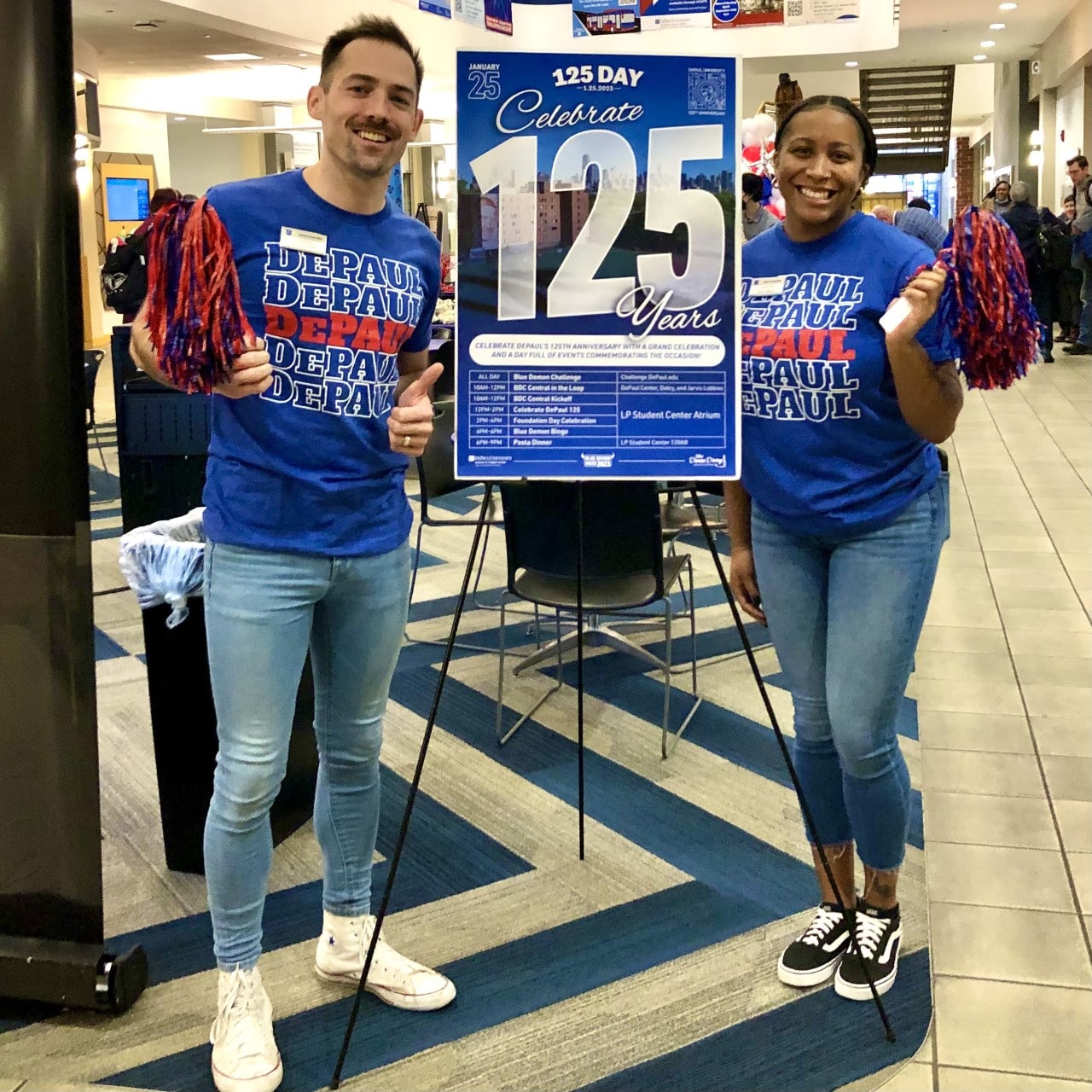 Students wearing blue on Thursday