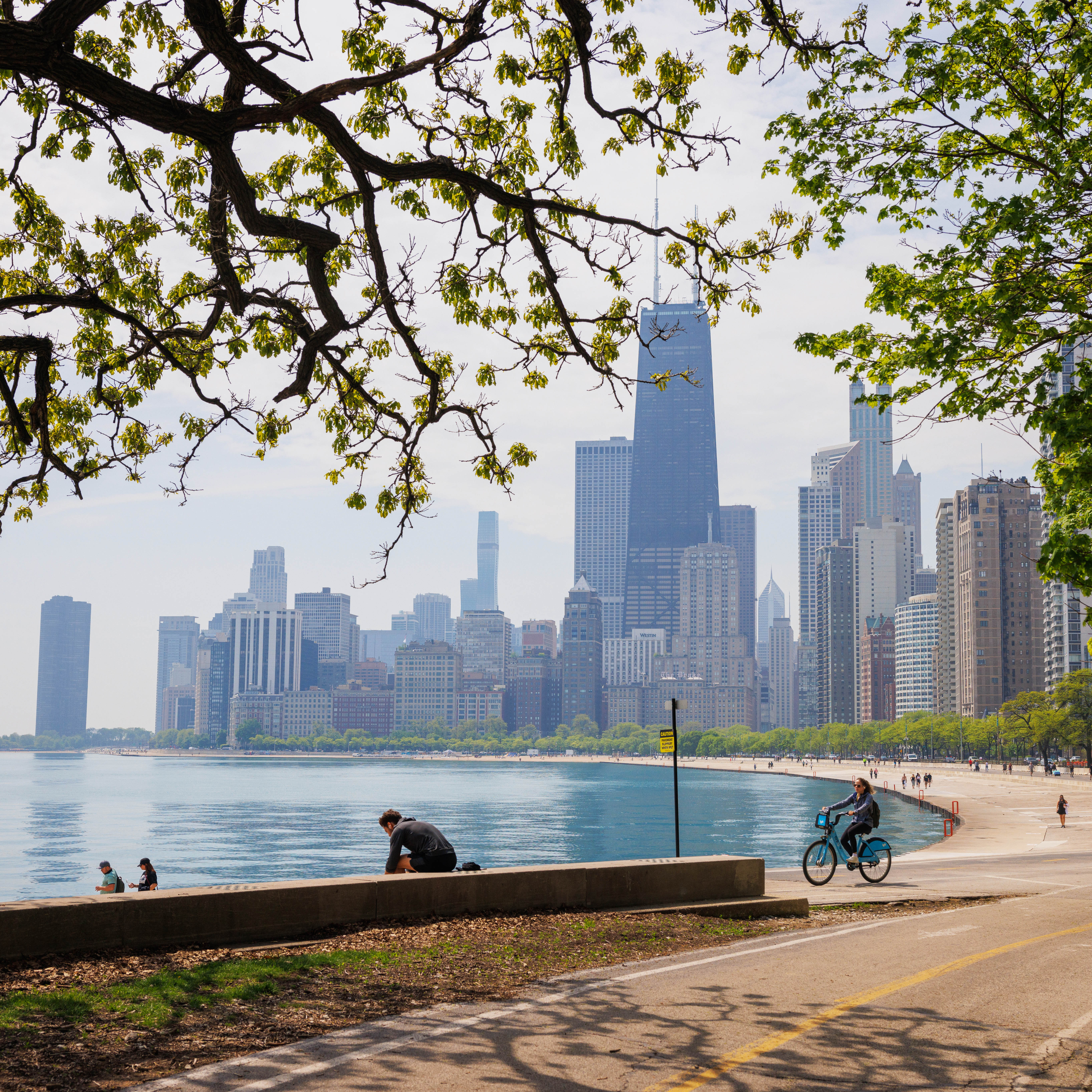 Bike riding along Lake Michigan