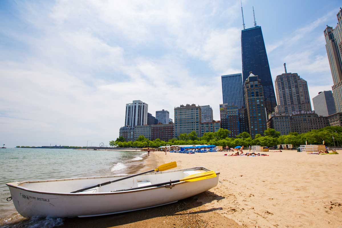 Lake Michigan with boat